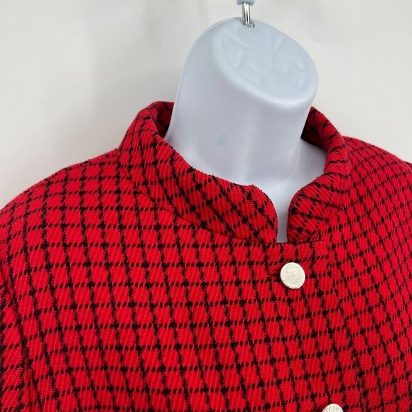 Manor-Bourne for I. Magnin & Co Vintage 60s Red‎ Jacket Jackie O Size M/L - Picture 3 of 15